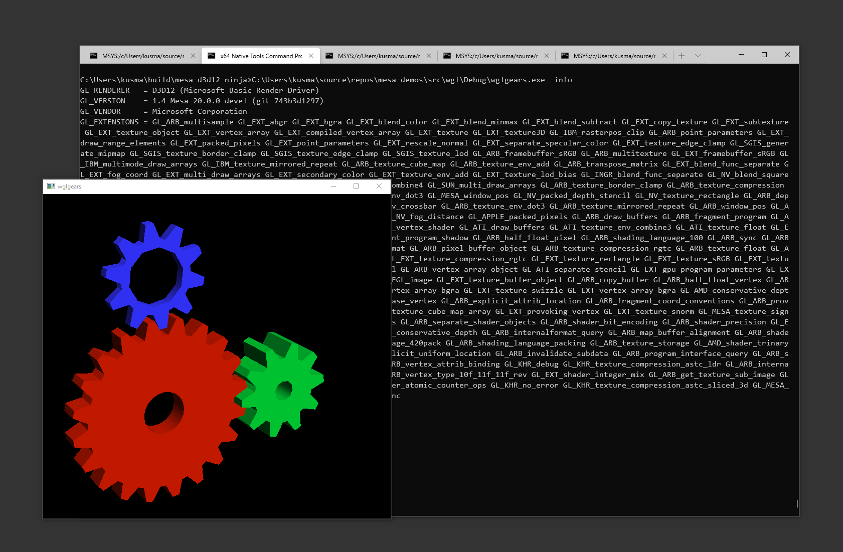 wglgears on DirectX12